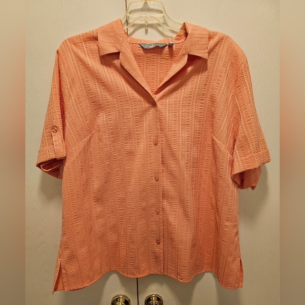 European brand: Calania New Line Women's peach blouse plus size 24 Pre-owned